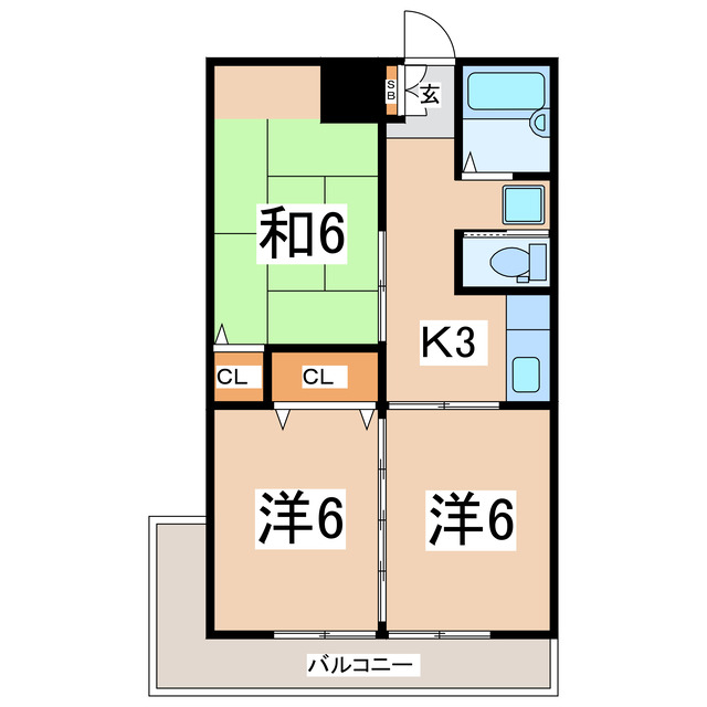 郡山市芳賀のマンションの間取り