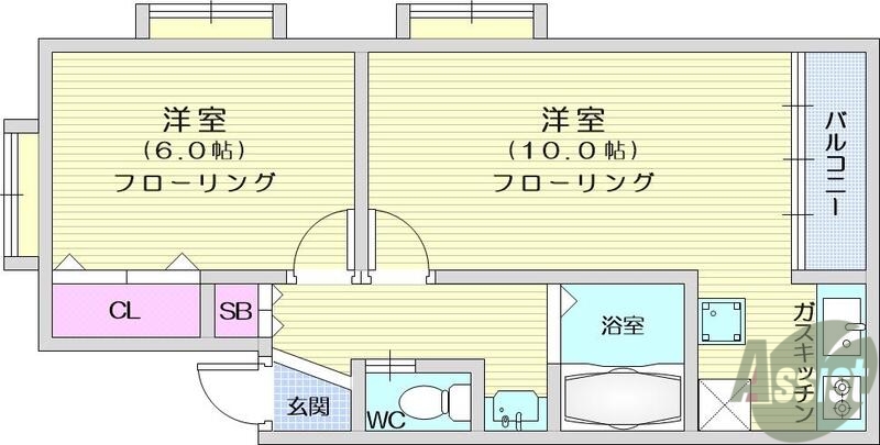 仙台市太白区砂押町のアパートの間取り