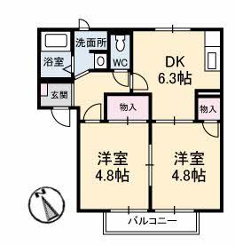 鳥取県米子市両三柳（アパート）の賃貸物件の間取り