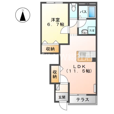 浅口市鴨方町鴨方のアパートの間取り