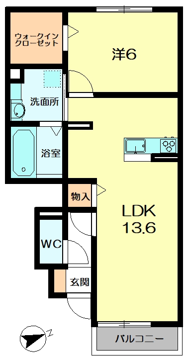 奈良市中山町のアパートの間取り