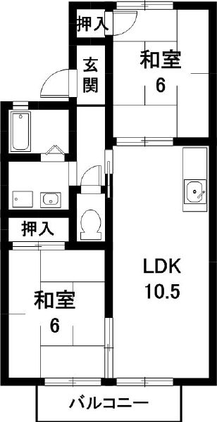 長久手市山越のアパートの間取り