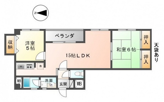 広島市南区段原のマンションの間取り