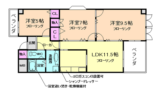 フロレアールくれはの間取り