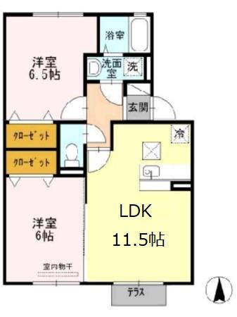 【熊本市東区小山のアパートの間取り】