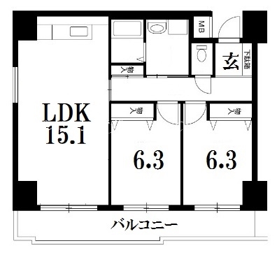 京都市中京区亀屋町のマンションの間取り