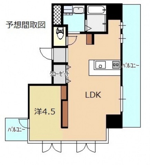 【広島市中区南竹屋町のマンションの間取り】