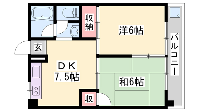 明石市大久保町谷八木のマンションの間取り