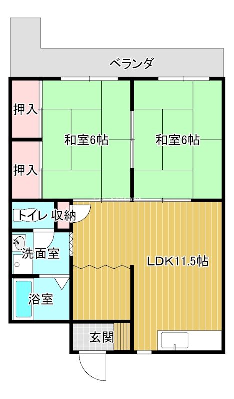 北九州市小倉北区熊本のマンションの間取り