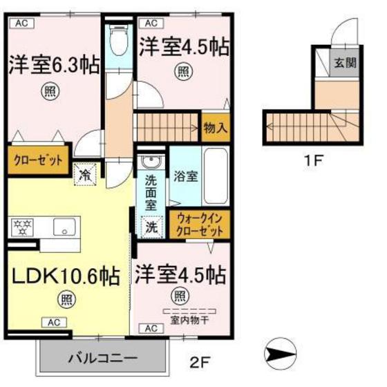 岡山県岡山市中区西川原（アパート）の賃貸物件の間取り
