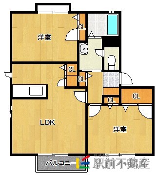 筑紫野市岡田のアパートの間取り