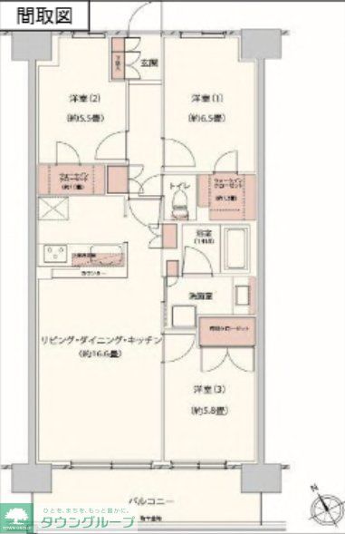 クレストフォルム柏サウスウイングの間取り