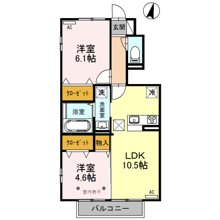 前橋市下大島町のアパートの間取り