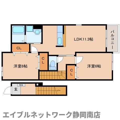 焼津市小土のアパートの間取り