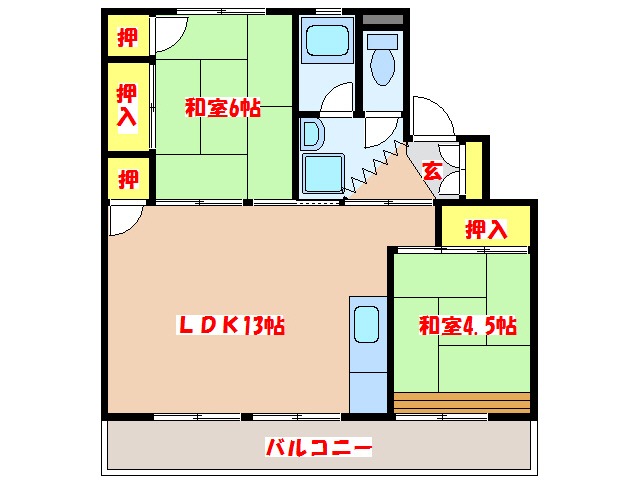 フォレストタウン川内　１号棟の間取り