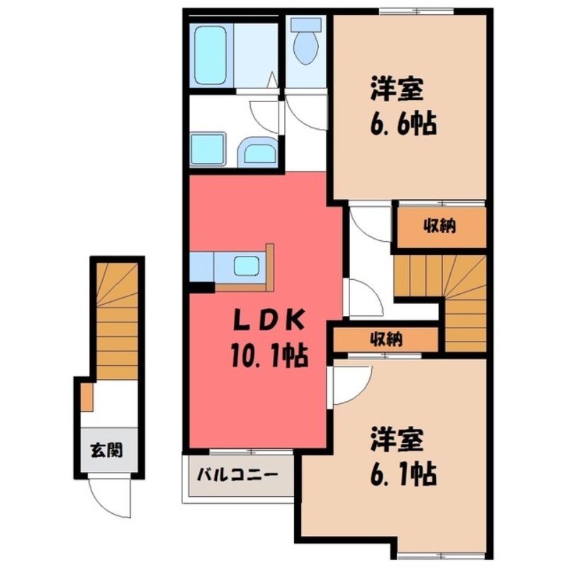 鹿沼市御成橋町のアパートの間取り