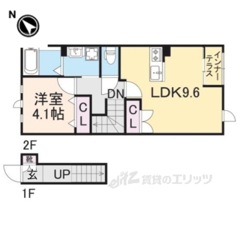 京都市右京区西京極北裏町のアパートの間取り