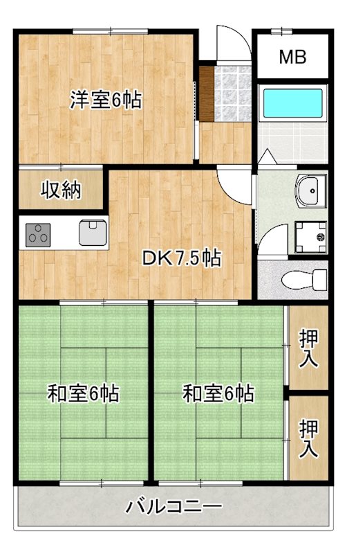 サンハイツ小郡の間取り