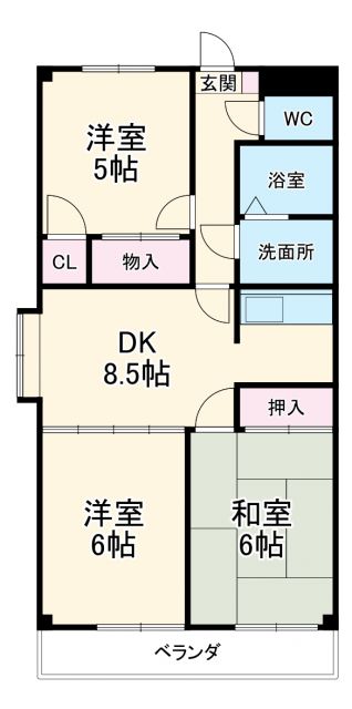 羽島市足近町南宿のマンションの間取り