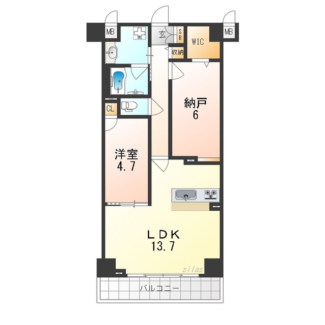 【豊中市本町のマンションの間取り】