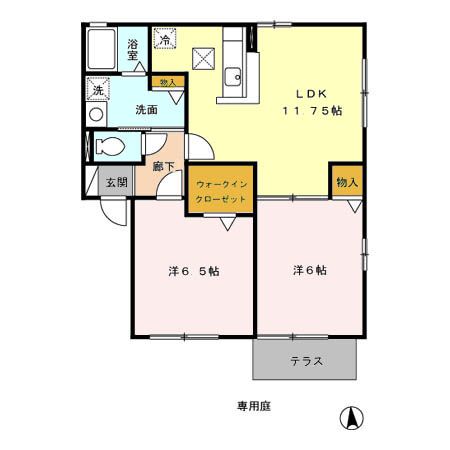 【飯能市大字双柳のアパートの間取り】