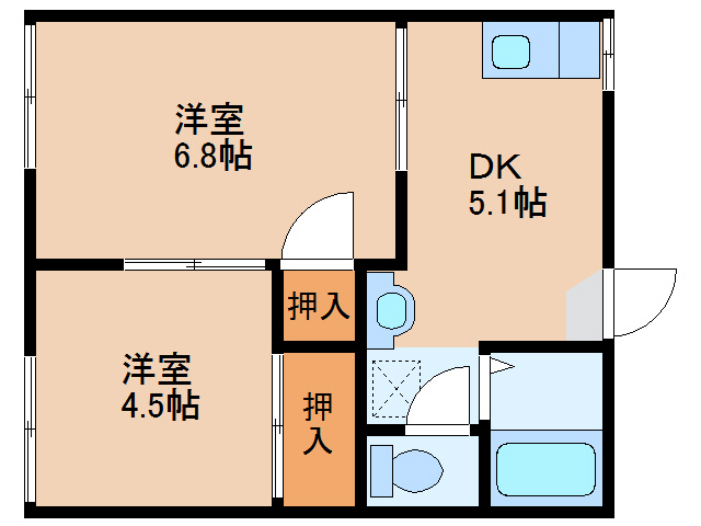 宮崎市青葉町のアパートの間取り