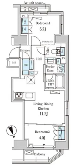 港区西新橋のマンションの間取り