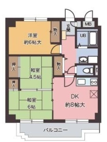 大阪市東住吉区西今川のマンションの間取り