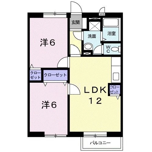 筑紫野市光が丘のアパートの間取り