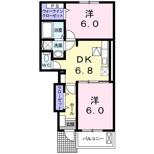 亘理郡亘理町逢隈中泉のアパートの間取り