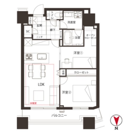 新宿区西新宿のマンションの間取り