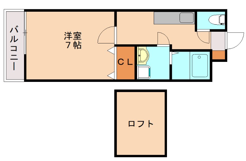 福岡市西区田尻のアパートの間取り