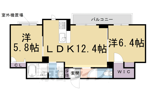 京都市右京区嵯峨朝日町のマンションの間取り