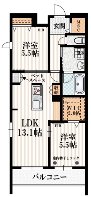 西東京市泉町のマンションの間取り