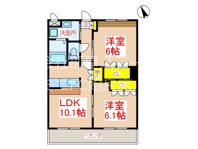 姶良市東餅田のアパートの間取り