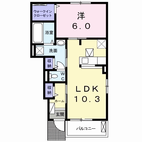 徳島市大原町のアパートの間取り