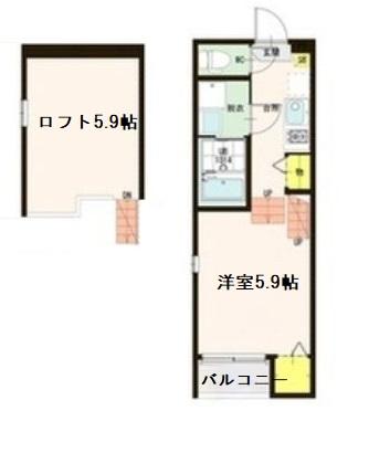 仙台市若林区大和町のアパートの間取り