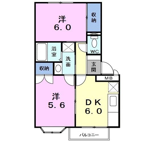 蒲郡市鹿島町のアパートの間取り