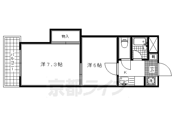 京都市上京区竪社南半町のマンションの間取り