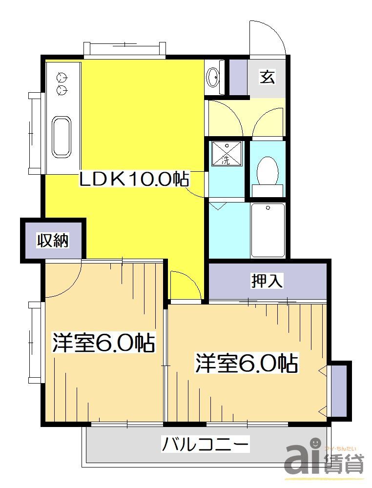 小平市学園西町のアパートの間取り