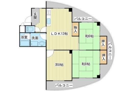 相生市那波大浜町のマンションの間取り