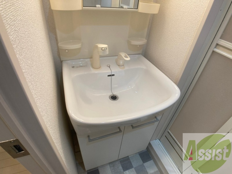 洗面設備　独立洗面台です。大きくてよいですね。シャンプーもできます。