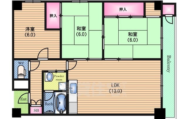 マンション北堀江の間取り写真