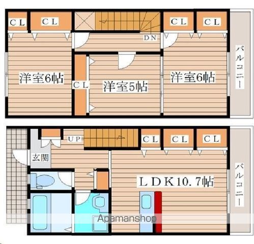 ＪＲ仙山線 愛子駅 徒歩18分 2階建 築10年の間取り写真