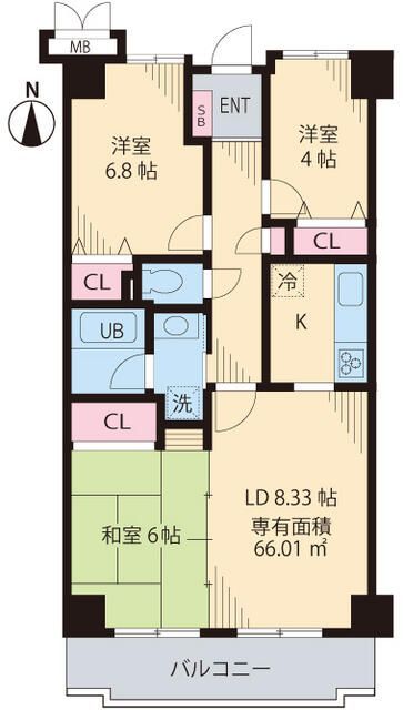 西武新宿線 井荻駅 徒歩2分 8階建 築29年の間取り写真