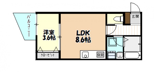 広島市安佐南区川内のアパートの間取り