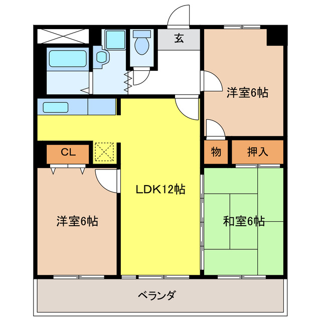 岐阜県岐阜市如月町５（マンション）の賃貸物件の間取り