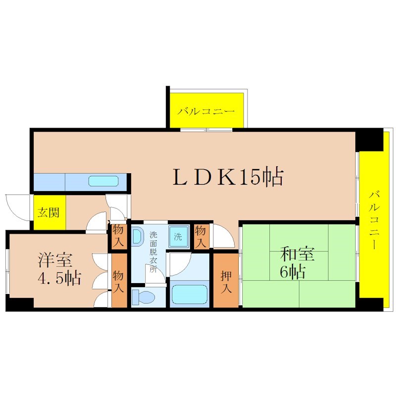 神戸市中央区港島中町のマンションの間取り