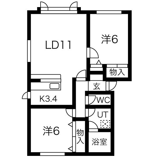 札幌市北区新琴似八条のアパートの間取り
