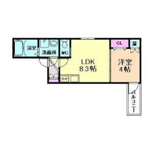 東大阪市中野のアパートの間取り